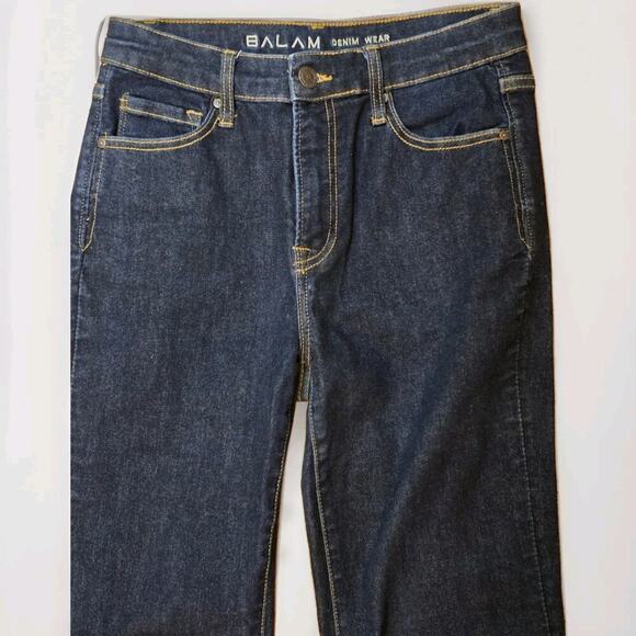 Balam Denim Wear Stretch Dark Jeans Fit & FLARE Boho Retro High Rise Size 13 - Picture 3 of 7